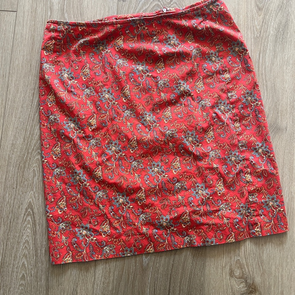 JONES NEW YORK Orange, Pink & Red Paisley Mini Skirt